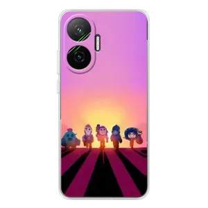Силиконовый Чехол на Xiaomi POCO F7 с картинкой Brawl Stars (Персонажи в закате)