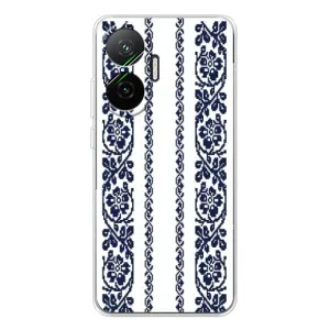 Силиконовый Чехол на Xiaomi POCO F7 с картинкой Вышиванки (Синяя вышиванка)