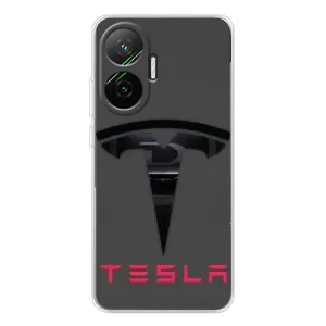 Силіконовий бампер з картинкою машини на Xiaomi POCO F7 (Logo TESLA)
