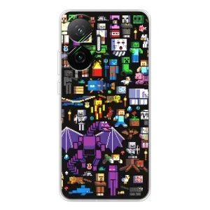 Чехол майнкрафт для Xiaomi POCO F7 (Все персонажи)
