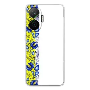 Силиконовый Чехол на Xiaomi POCO F7 с картинкой Вышиванки (Желто-синяя вышиванка)
