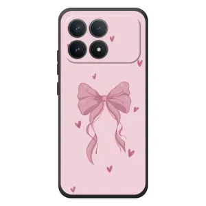 Чехол банты для Xiaomi Poco F8 Pro (Бант на розовом)