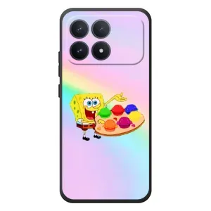 Силиконовый чехол Спанч Боб на XiaoMi Poco F8 Pro (Бургеры)