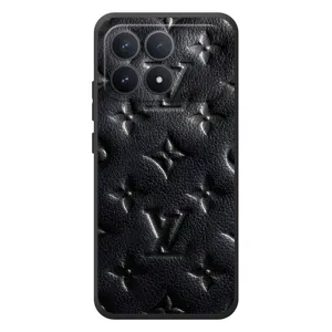 Текстурный Чехол Louis Vuitton для XiaoMi Poco F8 Pro (Черный ЛВ)