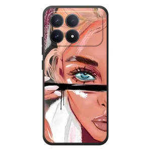 Силіконовый Чохол на Xiaomi Poco F8 Pro з картинкой Модных девушек (Дівчина та вії)
