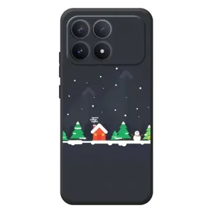 Силиконовый бампер на рождество для Xiaomi Poco F8 Pro (Город зимний)