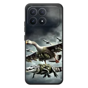 Чехол с мемами тралалело тралала для Xiaomi Poco F8 Pro (Гусини и крокодило)