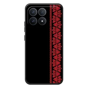 Силиконовый Чехол на Xiaomi Poco F8 Pro (Красная Вышиванка)