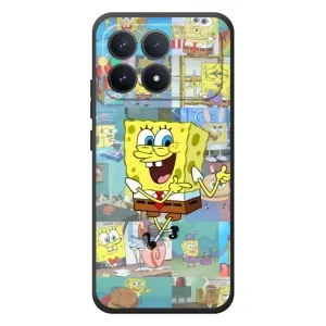 Силиконовый чехол Спанч Боб на XiaoMi Poco F8 Pro (Радостный Спанч Боб)