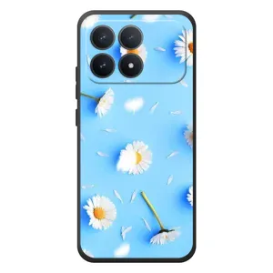Чехол с Цветами для Xiaomi Poco F8 Pro (ромашки на голубом)