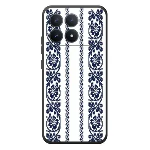 Силиконовый Чехол на Xiaomi Poco F8 Pro с картинкой Вышиванки (Синяя вышиванка)