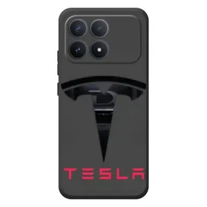Силіконовий бампер з картинкою машини на Xiaomi Poco F8 Pro (Logo TESLA)