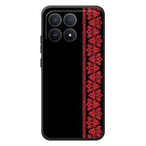 Силиконовый Чехол на Xiaomi Poco F8 Pro с картинкой Вышиванки (Вышиванка на черном)