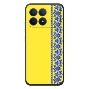 Силиконовый Чехол на Xiaomi Poco F8 Pro (Вышиванка на желтом)