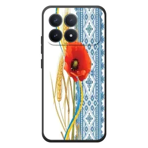Силиконовый Чехол на Xiaomi Poco F8 Pro с картинкой Вышиванки (Вышиванка с цветком)