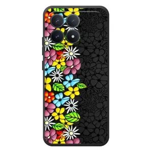 Силиконовый бампер с принтом (цветочки) на XiaoMi Poco F8 Pro (Яркие цветы на черном)