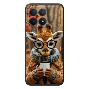 Друкований чохол 'Звірята з кавою' для Xiaomi Poco F8 Pro (Жираф з кавою)