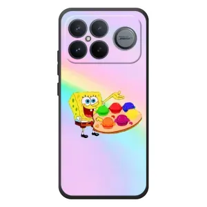 Силиконовый чехол Спанч Боб на Xiaomi Poco F8 Альфа (Бургеры)