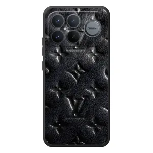 Текстурный Чехол Louis Vuitton для Xiaomi Poco F8 Альфа (Черный ЛВ)
