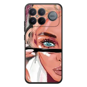 Силиконовый Чехол на Xiaomi Poco F8 Ultra с картинкой Стильных Девушек (Девушка и ресницы)