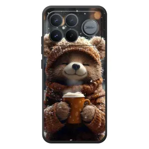 Печатный чехол «Зверята с кофе» для Xiaomi Poco F8 Ultra (Медвежонок с кофе)