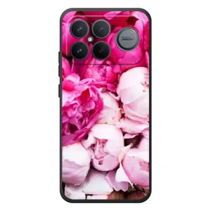 Силиконовый бампер с принтом (цветочки) на Xiaomi Poco F8 Альфа (Пионы)