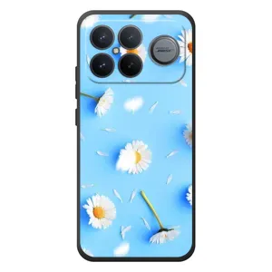 Чехол с Цветами для Xiaomi Poco F8 Ultra (ромашки на голубом)