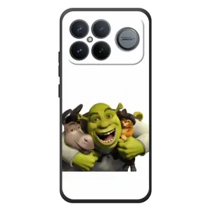 Печатный чехол с принтом Шрек для Xiaomi Poco F8 Ultra (Шрек осел и кот)