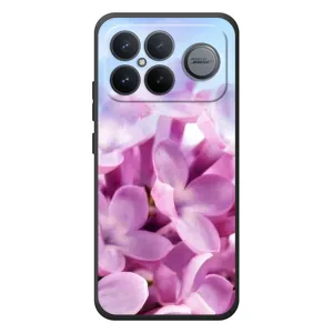 Силиконовый бампер с принтом (цветочки) на Xiaomi Poco F8 Альфа (Сиреневые цветы)
