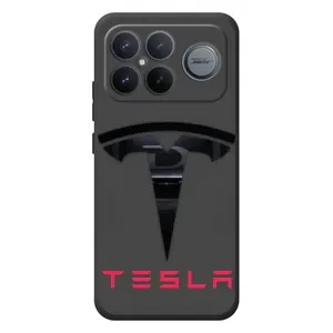 Силиконовый бампер с картинкой машины на Xiaomi Poco F8 Ultra (Logo TESLA)