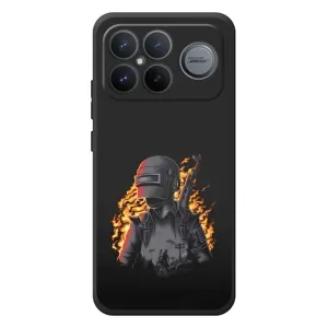 Силиконовый чехол с картинкой "Герой Pubg" на Xiaomi Poco F8 Ultra (В огне)