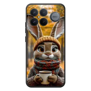 Печатный чехол «Зверята с кофе» для Xiaomi Poco F8 Ultra (Зайчик с кофе)