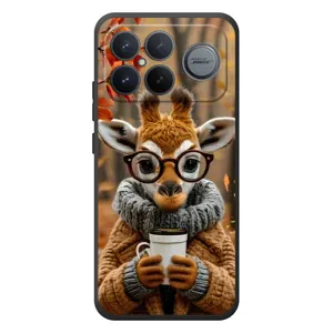 Печатный чехол «Зверята с кофе» для Xiaomi Poco F8 Ultra (Жираф с кофе)
