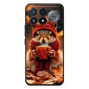 Печатный чехол «Зверята с кофе» для Xiaomi Poco F9 Pro (Белка с кофе)