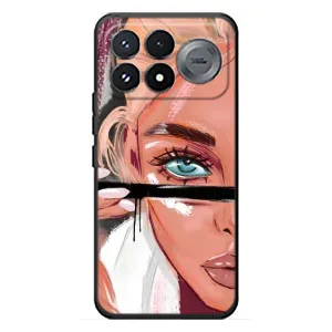 Силиконовый Чехол на Xiaomi Poco F9 Pro с картинкой Стильных Девушек (Девушка и ресницы)