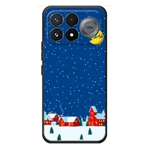 Силиконовый бампер на рождество для Xiaomi Poco F9 Pro (Город в снегу)