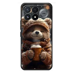 Печатный чехол «Зверята с кофе» для Xiaomi Poco F9 Pro (Медвежонок с кофе)