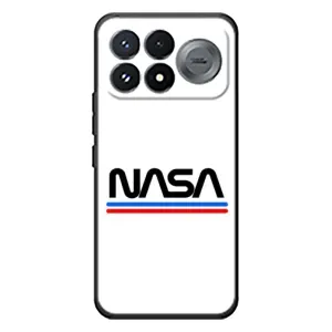 Силиконовый бампер с принтом "Наса" на Xiaomi Poco F9 Pro (NASA на белом фоне)
