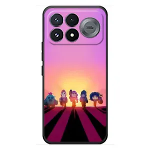 Силиконовый Чехол на Xiaomi Poco F9 Pro с картинкой Brawl Stars (Персонажи в закате)