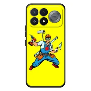 Силиконовый бампер (Работники) на Xiaomi Poco F9 Pro (Строитель)