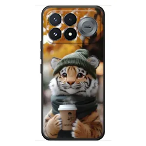 Печатный чехол «Зверята с кофе» для Xiaomi Poco F9 Pro (Тигр с кофе)