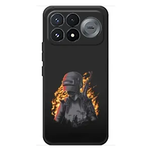 Силиконовый чехол с картинкой "Герой Pubg" на Xiaomi Poco F9 Pro (В огне)