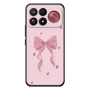 Чехол банты для Xiaomi Poco F9 Ultra (Бант на розовом)