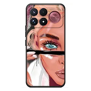 Силиконовый Чехол на Xiaomi Poco F9 Ultra с картинкой Стильных Девушек (Девушка и ресницы)