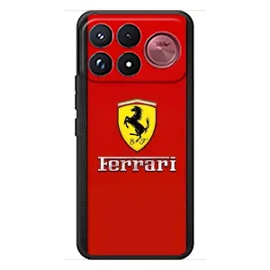 Силиконовый бампер с картинкой машины на Xiaomi Poco F9 Ultra (Ferrari Logo)