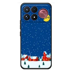 Силиконовый бампер на рождество для Xiaomi Poco F9 Ultra (Город в снегу)