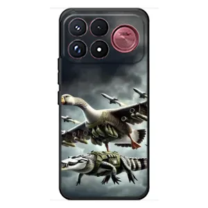 Чехол с мемами тралалело тралала для Xiaomi Poco F9 Ultra (Гусини и крокодило)