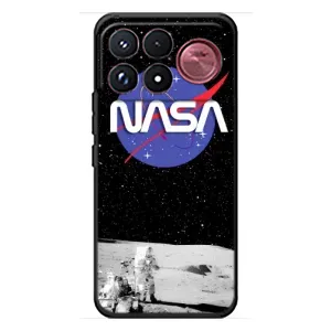 Силиконовый бампер с принтом "Наса" на Xiaomi Poco F9 Ultra (Nasa на луне)
