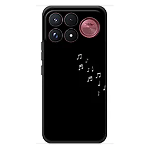 Чехол с картинками на черном фоне для Xiaomi Poco F9 Ultra (Ноты)