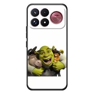 Печатный чехол с принтом Шрек для Xiaomi Poco F9 Ultra (Шрек осел и кот)